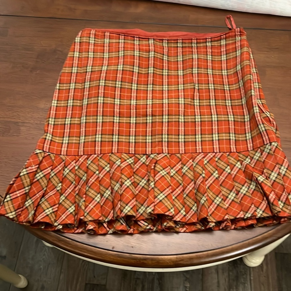 Orange plaid skirt